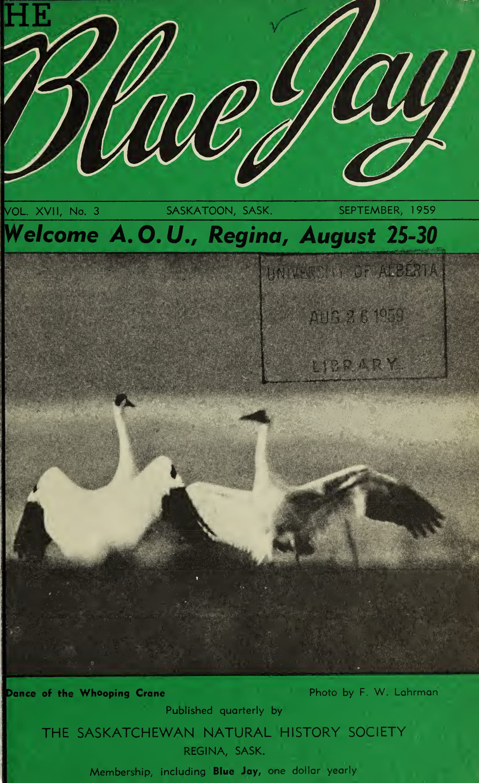 Blue jay cover September 1959
